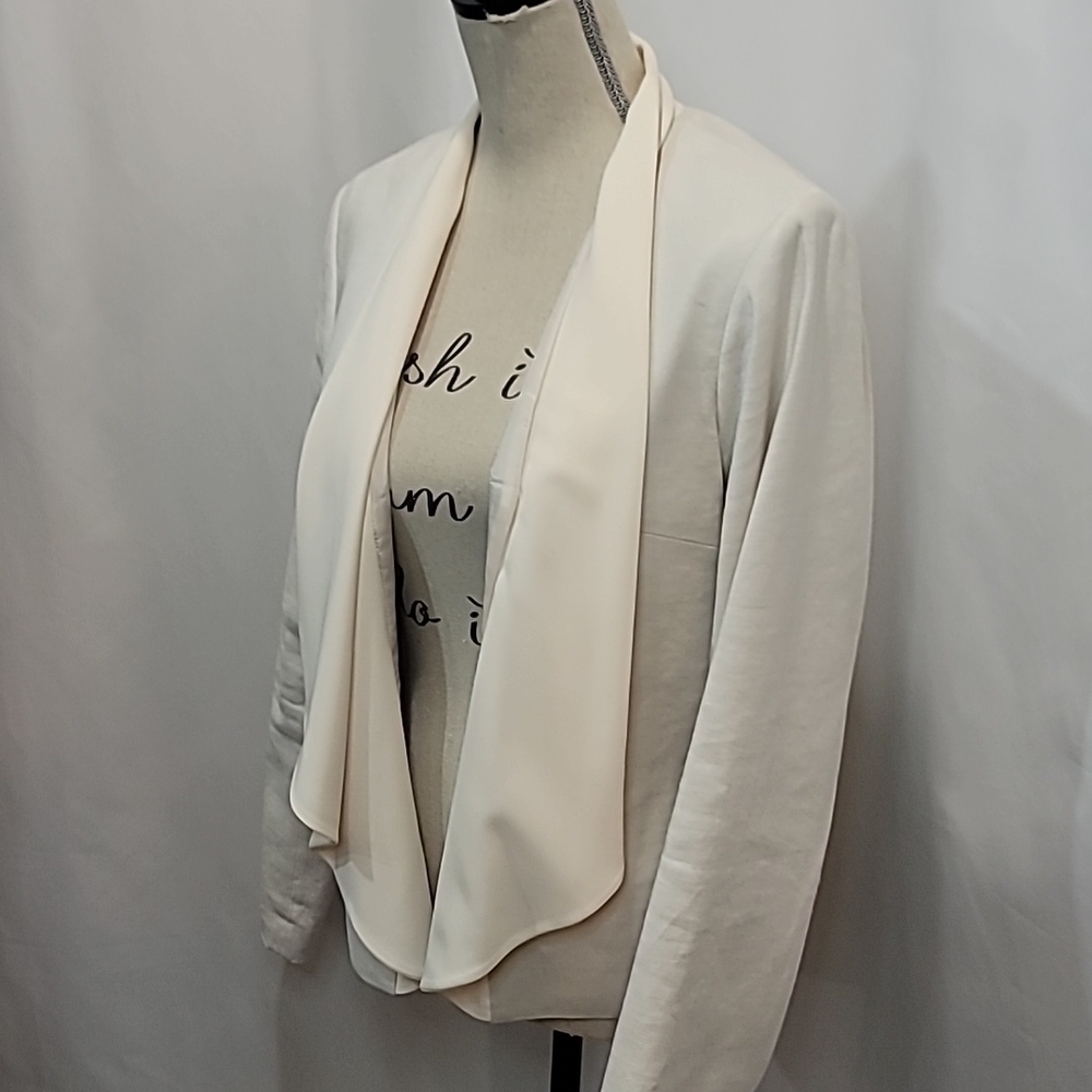 WILLOW & THREAD Linen Blend Layered Draped Open Front Summer Light Blazer